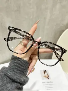 Unisex Leopard Print Anti-Blue Light Glasses, Fashionable Plastic Frame, Clear Lens, Ideal for Computer, Gaming, TV, Smartphone Use, Leopard Pattern Eyeglasses