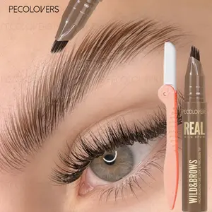 2pcs /set Double-Effect Quick Brow Pencil+Eyebrow Razor, Makeup Set Microblading Brow Pencil Waterproof Long-Lasting Brow Smudge-Proof Eyebrow Shaper Trimmer Tool for Natural Fuller Brows