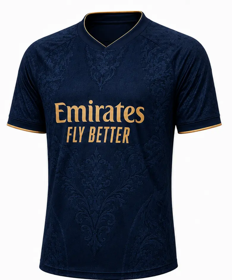Premium Dark Navy Blue Football Jersey, Real Team Club, Jersey-The Kit Trikot,Retro Soccer Shirt