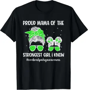 Cerebral Palsy Mom Of A Cerebral Palsy Warrior Mother Summer Casual Shortsleeve Cotton T-Shirt
