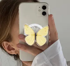 Yellow Butterfly Magsafe Phone Grip – Aesthetic Magnetic Pop Socket & Kickstand