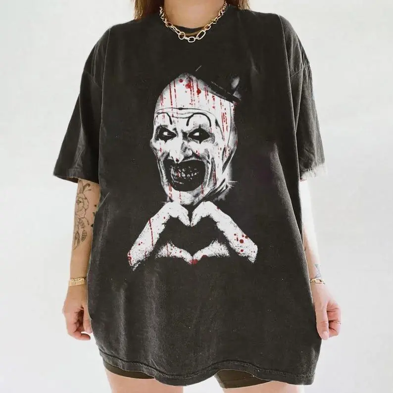 Comfort Colors Art Clown Shirt, Scary Horror Clown Shirt, Creepy Heart Hands Tee, Halloween Horror Movie