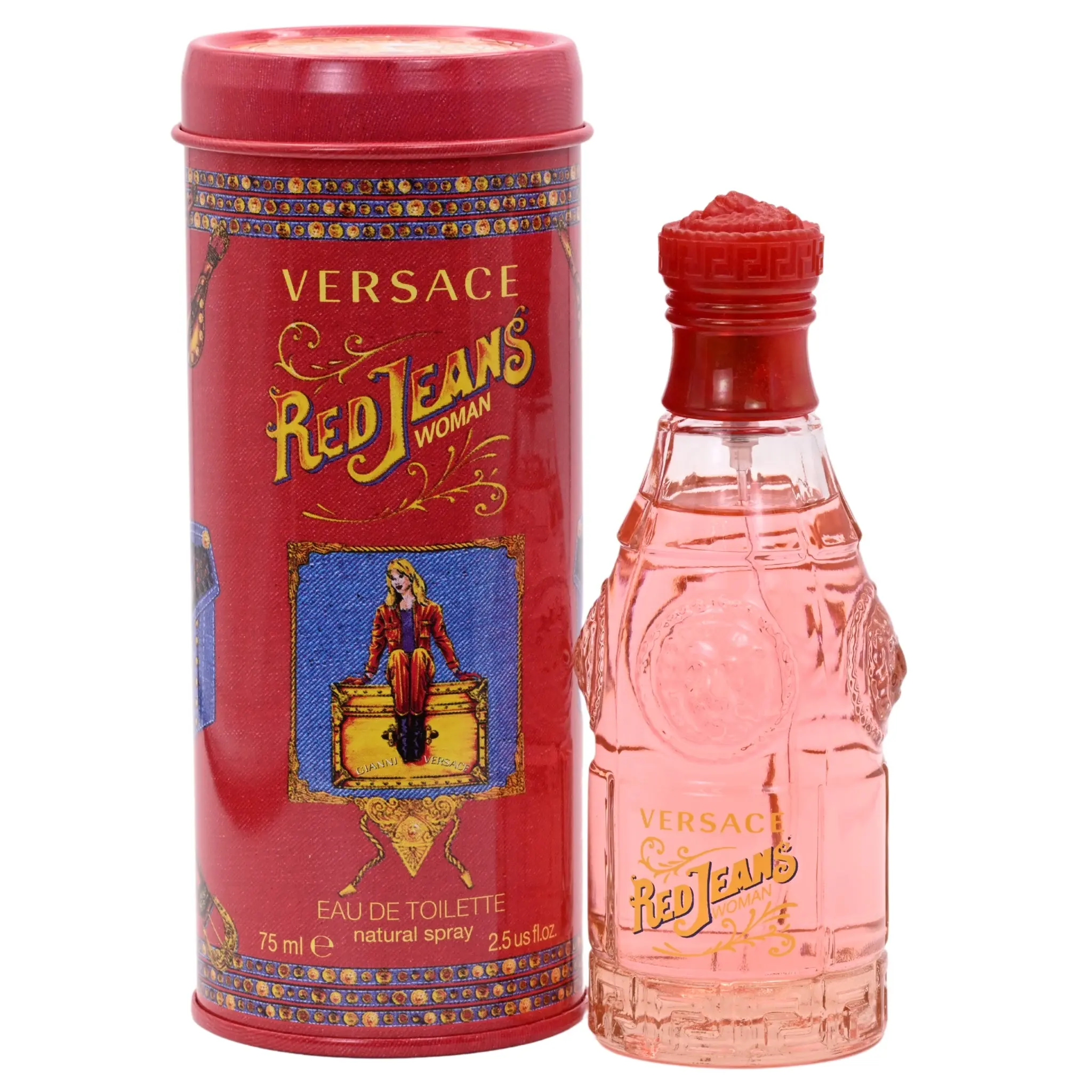 VERSACE Red Jeans Women's Floral Vanilla Musk Eau de Toilette - 2.5 fl oz EDT, Minis, Sprayer, Perfumed Women's Fragrance, Casual Wear Scent, New in Box, Minis Women's Fragrance