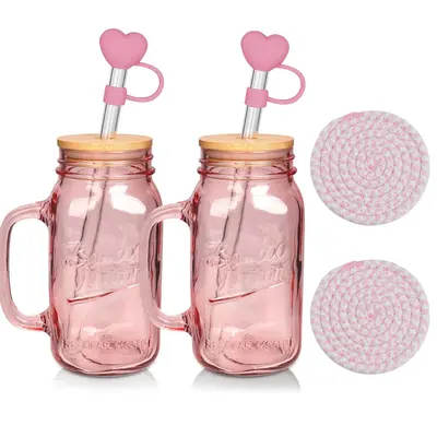 wine glass holder necklace Braided Suede - Pink & White - Silver Holder