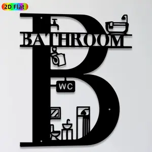 1pc Bathroom-Themed Metal Wall Art,Bathroom Statue Mural, Ideal Gift for New Year, Easter, Bathroom Decor Enthusiasts, Rust-Resistant Metal Wall Decor Wall Sculptures, Perfect for Bathroom Wall & Garden Fence, Unique Home Decor