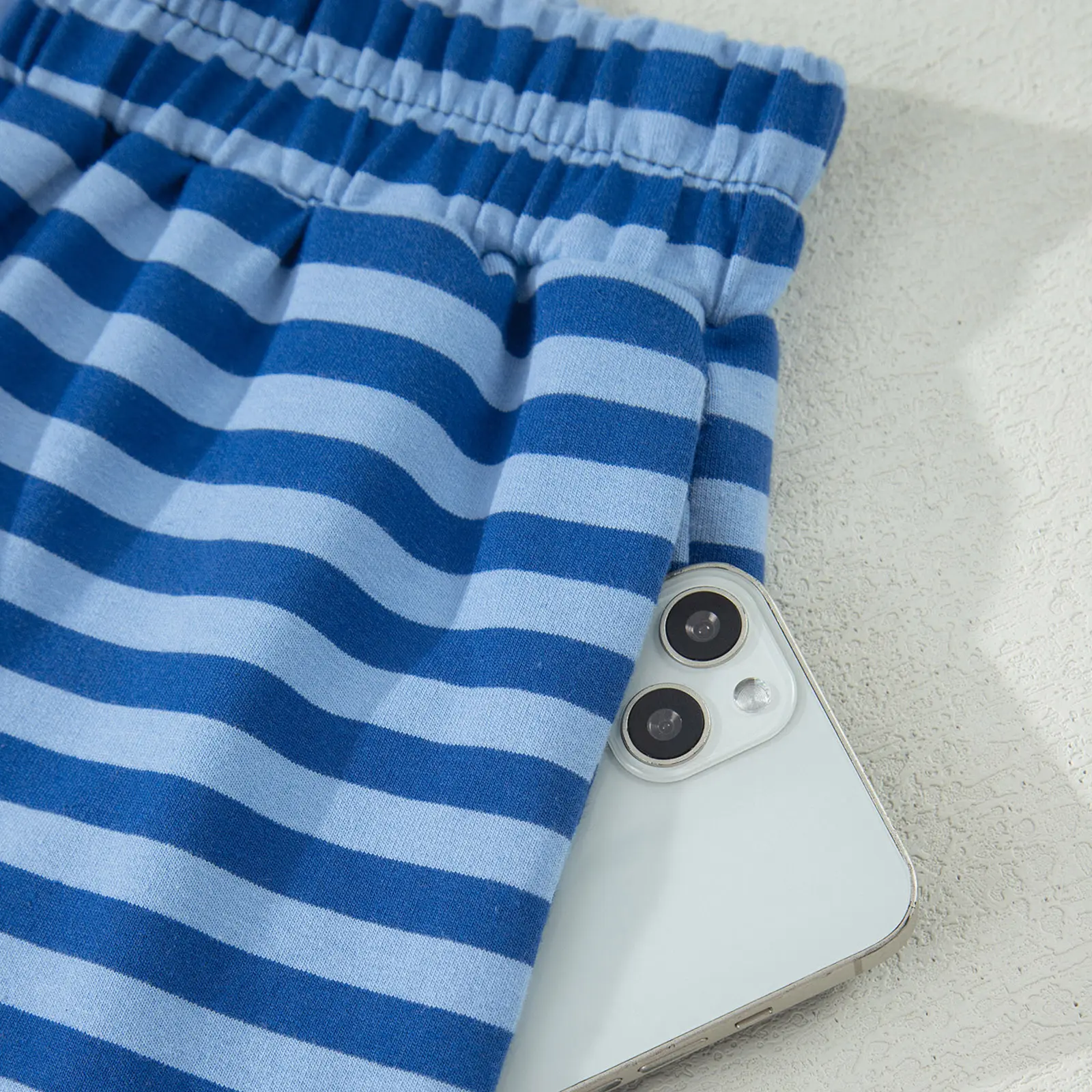 Asvivid Women Stripe Striped Ribbed Cotton Two-Piece Short Set with Chest Patch Detail Summer Womenswear Top Shorts Clothes Casual Breathable Fashion