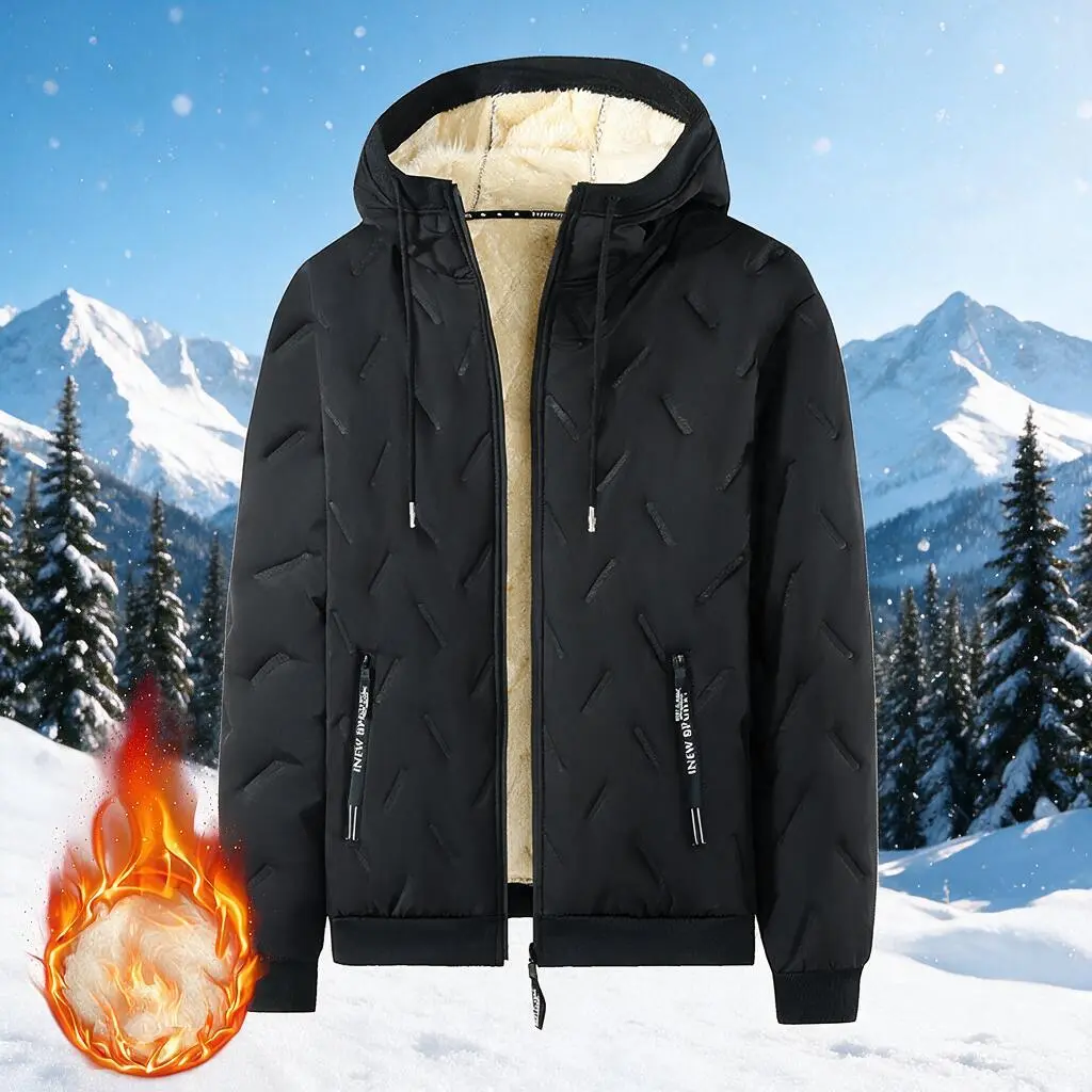 Men's Thick Fleece Hooded Thermal Jacket - Loose, Casual, 7-Color Plush Outerwear