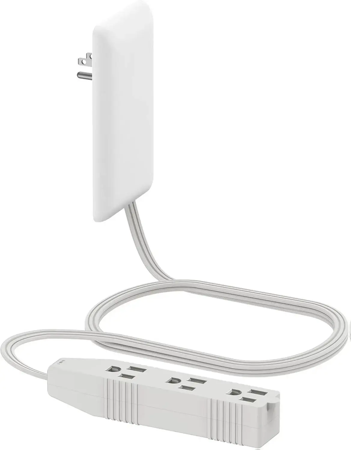 New Deal - Flat-Face Outlet Extender with 3 Receptacles, Ultra-Thin Wall Plate Plug with Cord Extender and 3-Outlet Power Strip, 3ft Cord, LWE3-315-W, ETL-Listed, White