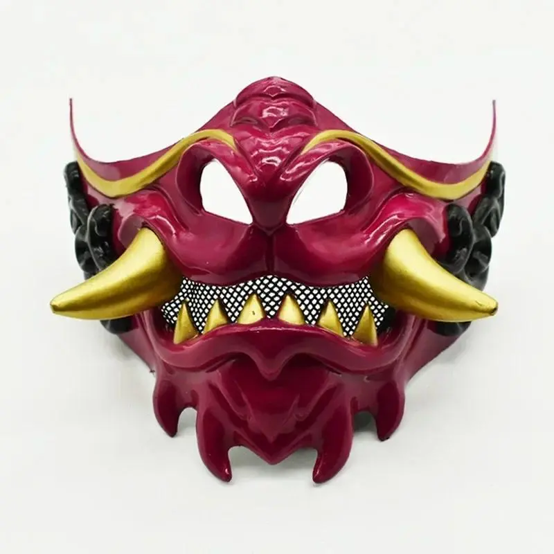 2026 Japanese Samurai Oni Demon Prajna Mask, Thick Plastic Halloween Cosplay Accessory, DIY & Leathercraft Prop, Accessories