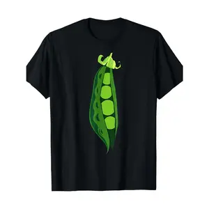 Men's funny pea pod design Graphic T-Shirt - Short Sleeve Crew Neck Regular Fit Casual Wear | Soft & Breathable Fabric, Durable Print, Everyday Comfort, Machine Washable, cartoon illustration casual wear, everyday use