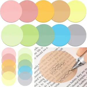 500 Sheets Transparent Sticky Notes Round Translucent Sticky Notes Tabs Colorful Page Flags Stickers Clear Book Markers  Journaling Office  to School Supplies(1.75 Inch,Bright)