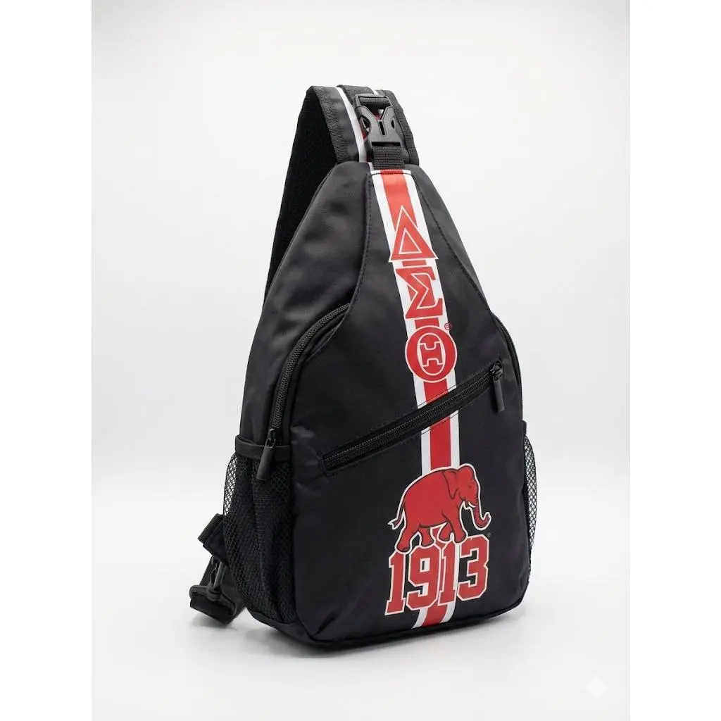 Crossbody Sling Bag for Delta Sigma Theta Sorority, Elephant Design Lightweight Travel Shoulder Bag with Secure Zip Pockets, Slingbag, Greek Sorority, Greek Theme