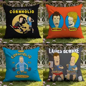 Beavis and Butt-head anime Cushion Cover Ultra-Soft Reversible Plush Pillow Cover Perfect for Car Rides Sofa Lounging Bedroom Relaxation Heartfelt Gift for Family & Friends