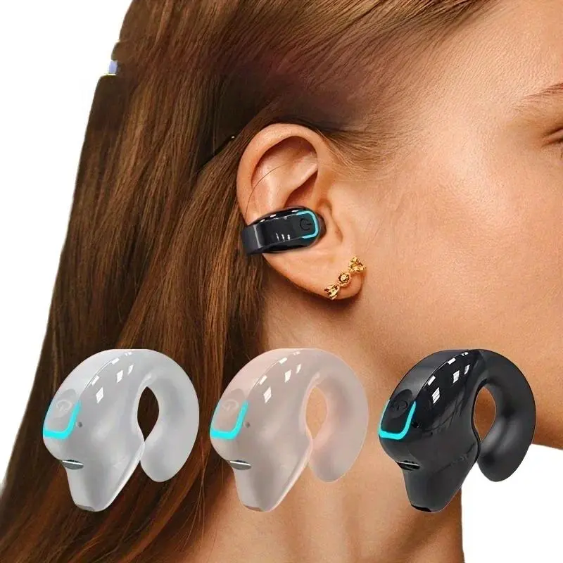Earphone Clip Wireless Bluetooth Over-ear Headphone Bone Conduction Headset High Quality TWS Auriculares Sport Noise Canceling With Mic Audio Connection 25-hour battery life