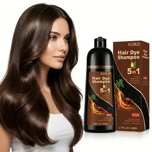 MJDMJD Hair Color Shampoo – 5 in 1 Hair Dye Shampoo for Grey Hair - Instant Hair Dye with 100% Color Accuracy Enriched with Natural Ingredients - Ammonia Free - 200ml (Light Brown)