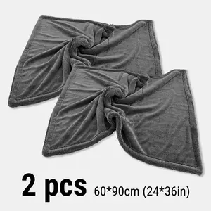2 Counts Premium Twisted Loop Car Drying Towel Super Absorbent 1200 GSM Thickened Large Soft Multifunctional Microfiber Detailing Towel Double Sided Quick Dry Thick Weave For Car Care Paint And Window Cleaning Universal Automotive Accessory Gift