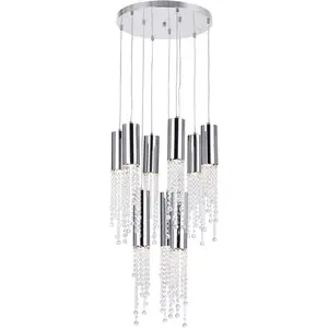 CWI Lighting Extended 9 Light 20 inch Chrome Multi Light Pendant Ceiling Light 5081P20C-R