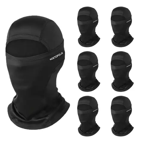 6-Pack Motorcycle Protective Gear Windproof Balaclava - Full Cover Ski Mask, Sun Shield, Breathable Wind & Dust Guard Hood, Moves w/ Head, 6-Pack Value for Men, Motorcycle, Skiing