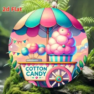 2D Flat Retro Cotton Candy Stand Christmas Metal Sign – Durable Home/Office Decor | Ideal Gift for Indoor/Outdoor Spaces