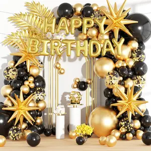 160PCS Black and Gold Balloons Garland Arch Kit 5/10/12/18 Balloon Arch Kit Graduation New Year Anniversary Birthday Party Decorations,Reusable Balloons Women, Men Birthday Decoration Party Supplies