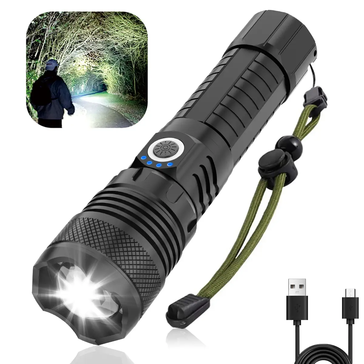 Victoper LED Flashlights, High Powered 10000 Lumens Super Bright Tactical Flashlight, Rechargeable, 5 Modes Zoomable Waterproof Flash Lights for Emerg