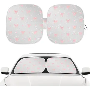 Pink Bow  Windshield Sun Shade, Foldable UV Protection Window Sunshade with  Edging & Storage Pouch, Auto Interior Accessories for Sedan, SUV & Hatchback