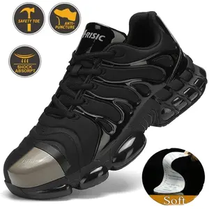Steel Toe Shoes Men Women Lightweight Safety Composite Toe Shoes Comfortable Walking Sneakers Non Slip Work Shoes Indestructible Black Protective Footwear Air Cushioning Sole Removable Insoles Breathable Upper Closed Worker Decor Creeper Active