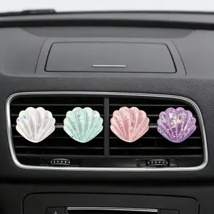 4pcs Cute Resin Shell Car Vent Air Freshener Clips, Creative Car Interior Accessories, Aromatherapy Vent Decorations