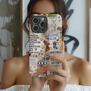 Coquette Coffee Collage Autumn 2-in-1 Phone Case, Protective Cover for iPhone 11 12 13 14 15 16 17 Pro Max Pro Plus, Samsung Galaxy S25 S24 S23 Ultra Local Personalized