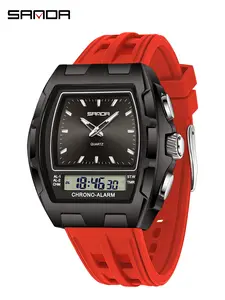 Men's Waterproof Oval Digital Watch, Large Dial, Multi-Function Countdown, Electronic Movement, Zinc Alloy Case, All Season Casual Style