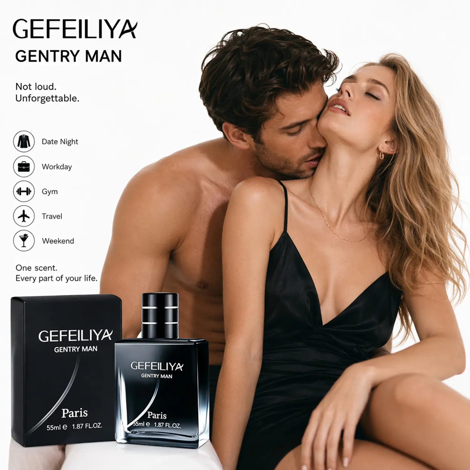Men's Pheromone Perfume,Infused with Premium Pheromone Formula, Long Lasting Dark Woody Scent, Specially Crafted to Leave a Captivating Impression, Perfect for Romantic Evenings, Ideal Valentine's Day Gift for Him  55ml