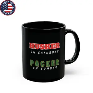 Husker on Saturday Packer on Sunday Coffee Mug - Great Gift for Dad or Football Fan