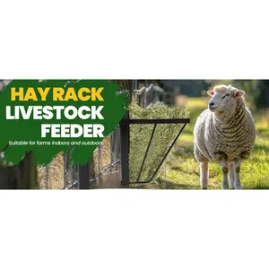 Hay Rack Livestock Feeder with Rounded Edges Wall Mounted Horse Feed Bucket Heavy Duty Hay Feeder Rack for Horses, Goats, Sheep, Cattle, Cows, Livestock in Farm Indoor Outdoor Uses