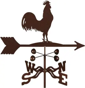 EZ Vane Rooster Weathervane — Deck Mount, Wind Cups, Antique Copper Finish, Steel with Durable Triple Powder Coating, Handcrafted in USA