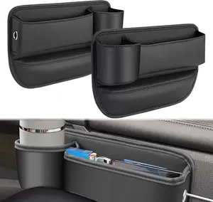 Anti-Drop Car Seat Gap Filler Organizer, Premium Leather Console Organizer, Easy Access to Phone/Keys, Universal Fit for Car SUV Truck Multi-Purpose Essentials Organizer(2PC)