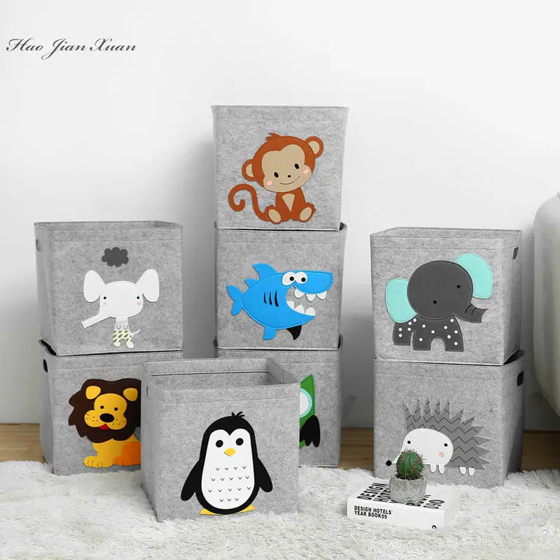 Cube Folding Toys Storage Box Kids Toys Organizer Box Felt Cloth Fabric Storage Basket For Cartoon Animal Nursery Toy Bins Bucket Container