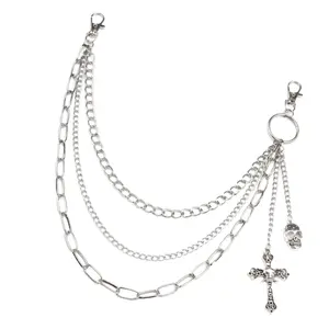 Multi-Layer Pants Chain Harajuku Crosses Charm Punk Belt Jeans