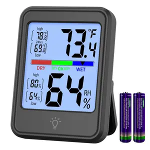 Digital  Hygrometer, Indoor Wall , Indoor Humidity Temperature  with Max&Min Records Backlit for 10S for Greenhouse, Home and Office Measuring Devices