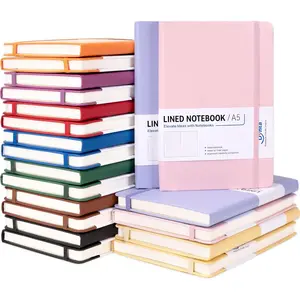 20-Pack Bulk Hardcover A5 Classic Journals with Ribbon Bookmark, 100 Sheets/200 Pages College Ruled, 5.8x8.4 in, 10 Colors, Comfortable Experience Office/School Course Notebooks for Adults