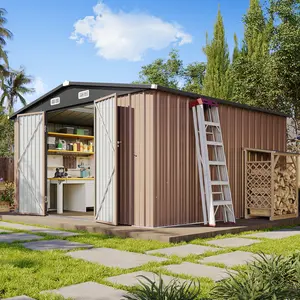 [Deal] Aoxun Outdoor Metal Storage Shed with Base, Lockable Door & Sloped Roof, Weather-Resistant Utility Shed for Garden, Patio & Backyard Astronaut Nebula   Star