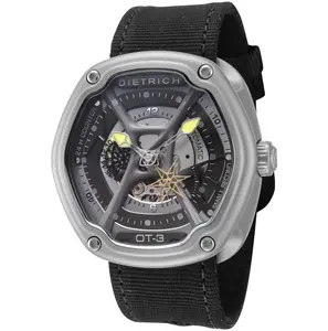 Dietrich Men's Organic Time 46mm Automatic Skeleton Analog Watch, Stainless Steel Water Resistant Wristwatch DIETRICH-OT-3