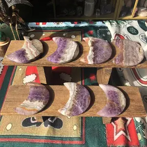 Natural Crystal Amethyst with Mexican agate Moon Collection