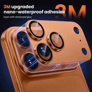 Aluminum Alloy Metal Lens Glass Film for iPhone 17 Pro Max/17 Pro/17 Air, Full Coverage Camera Protection, Anti-Scratch Tempered Glass Screen Protector Accessories