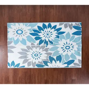 Barbara King Dahlia Print 5'x8' Reversible Patio Mat