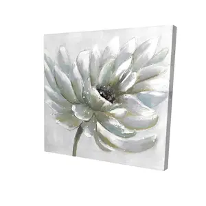 Begin Home Decor 2080-2424-FL5 24 x 24 in. White Chrysanthemum Canvas - Botanical Bedroom Wall Art Decor