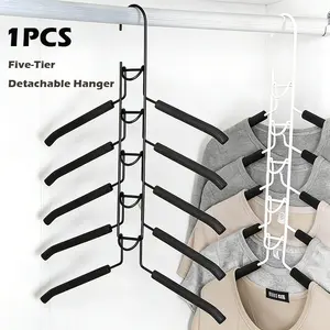 Five-Layer Detachable Sponge Clothing Rack, Two Sizes, Non-Slip Space Saving, Suitable for T-Shirts Sweaters Coats, Home Storage, Closet Organizer, Multifunctional Hanger, Clothes Hanger Organizers, Clothes Hanging Rack