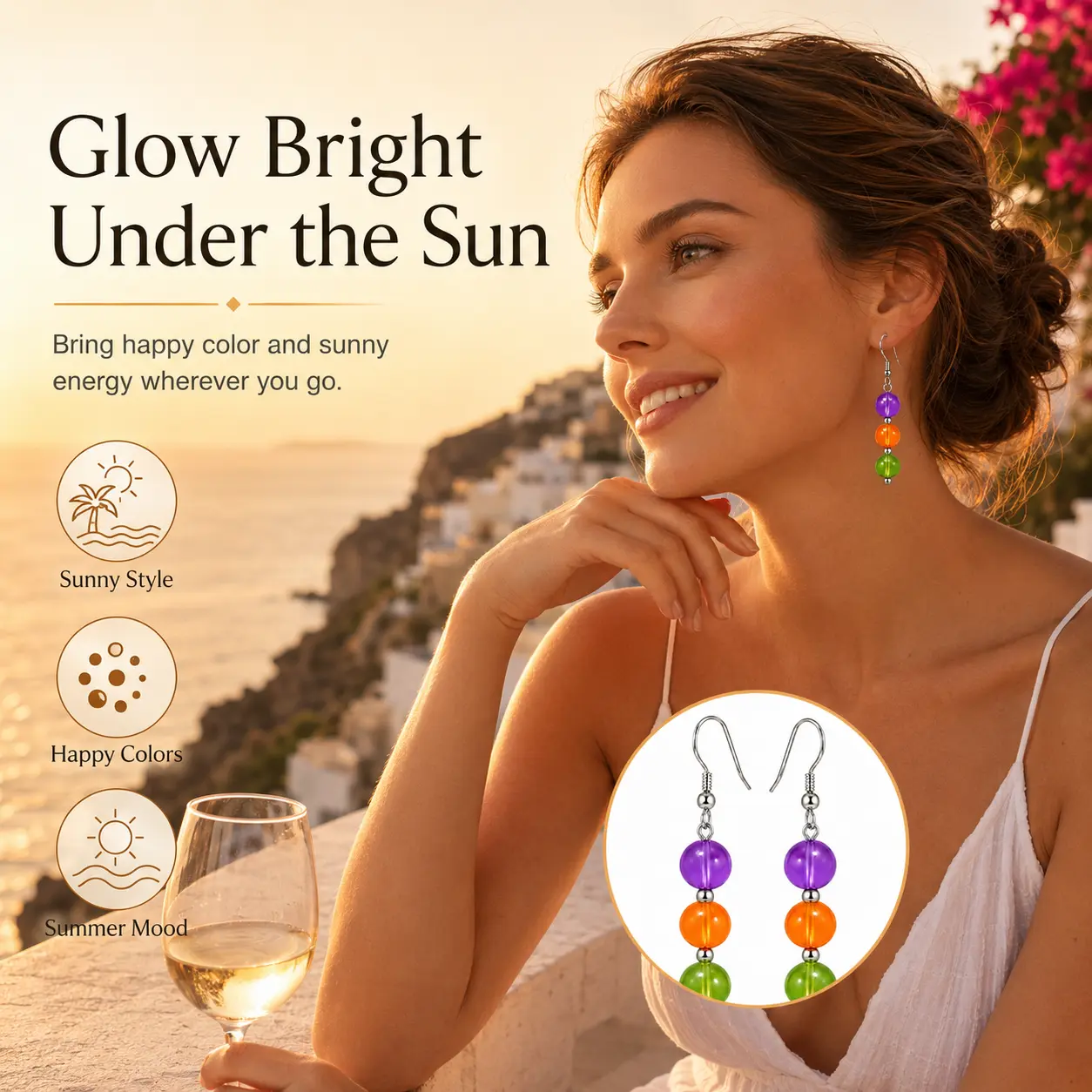 Tropical candy colored beaded earrings for beach & summer vacation