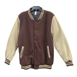 Men's Premium Snap Button Melton Letterman Varsity Jacket