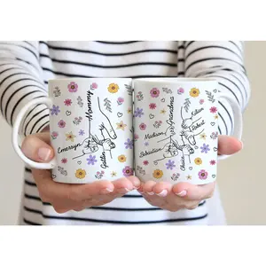 Personalized [SEND CUSTOM VIA MESSENGER] Holding Grandma Hands Mug With Kids Names, Custom Kidnames Hand Mug, Mother Hand Mug, First Time Grandma Gift, New Nana Gift