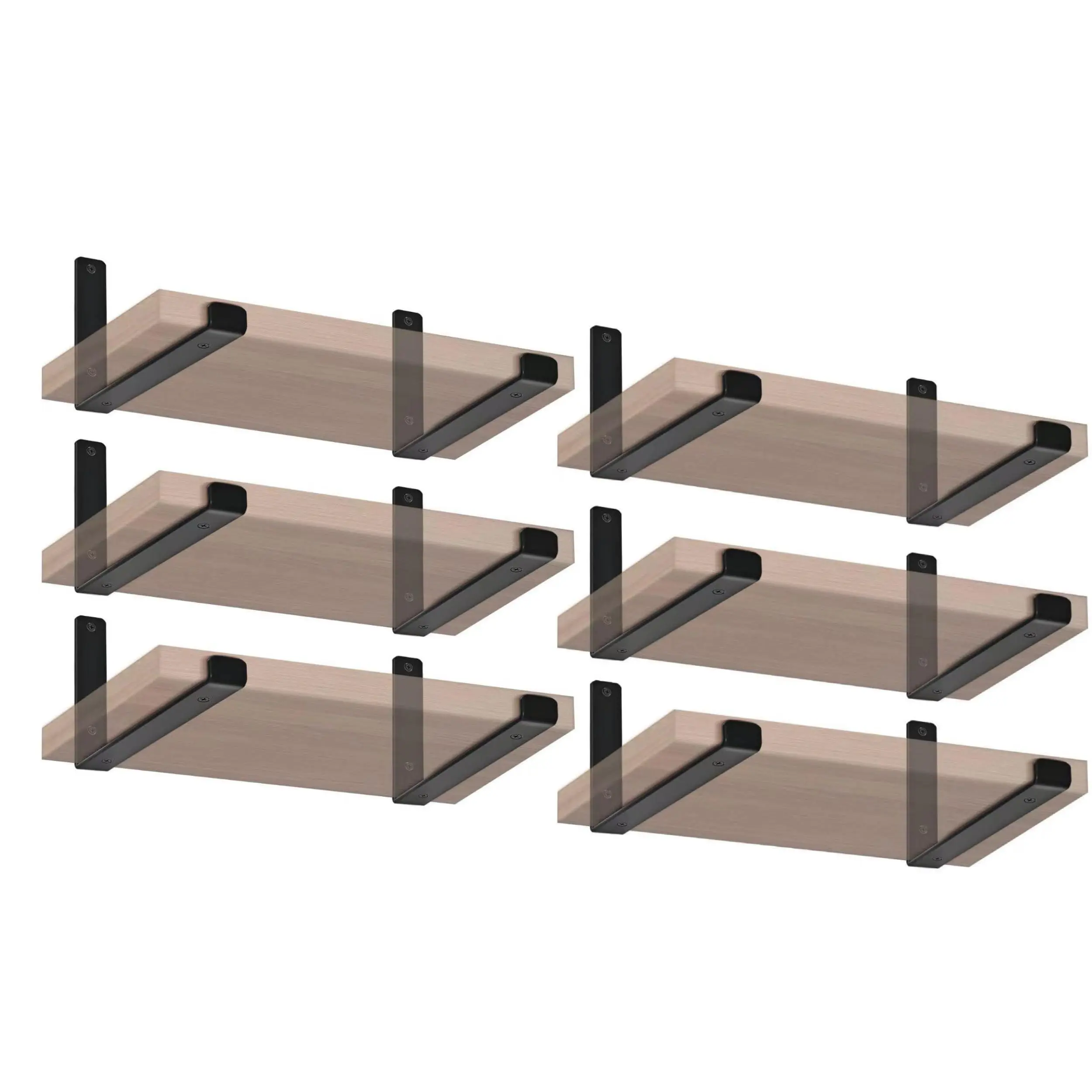 12 Pack - 9.25" L X 6" H 1.5" W J Lip Shelf Brackets Rustic Farmhouse Iron Wall Floating Bracket Metal Industrial Supports With Screws Black